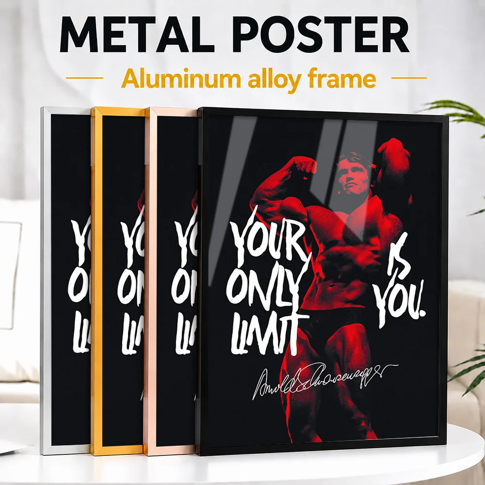 Arnold Schwarzenegger Motivational Metal Poster With Aluminum Alloy Frame Personalized Photo Athletic Style Wall Art For Gym