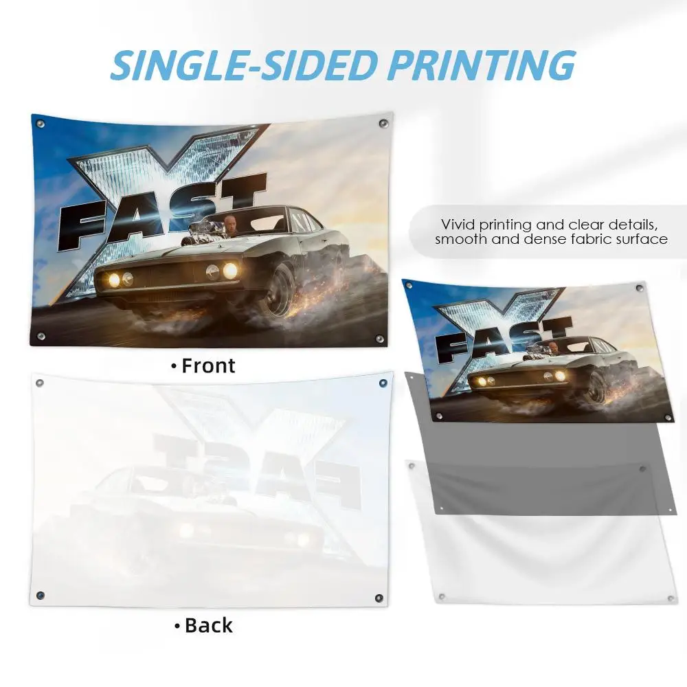 F-fast and F-Furious Flags Custom Wall Hanging Background Art Banner for Bedroom Home Living Room Outdoor Decor