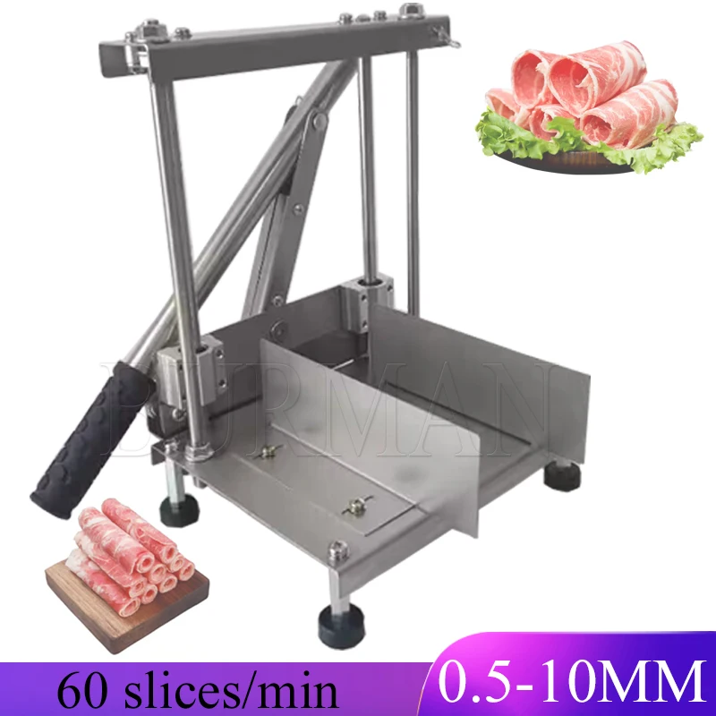 

Home Kitchen Frozen Meat Slicer Manual Stainless Steel Lamb Beef Cutter Slicing Machine