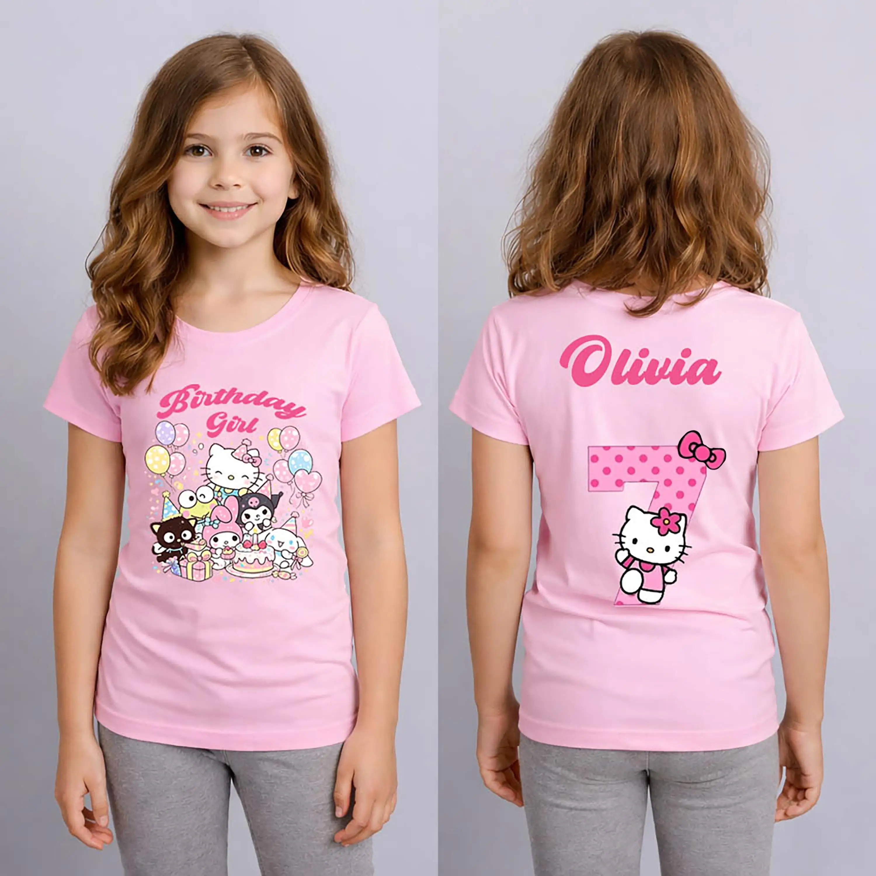 Hello Kitty Print Graphic Tee Unisex Short Sleeve T Shirt Kawaii Cartoon Casual Summer Top For Girls Boys Sweet Daily Outfit