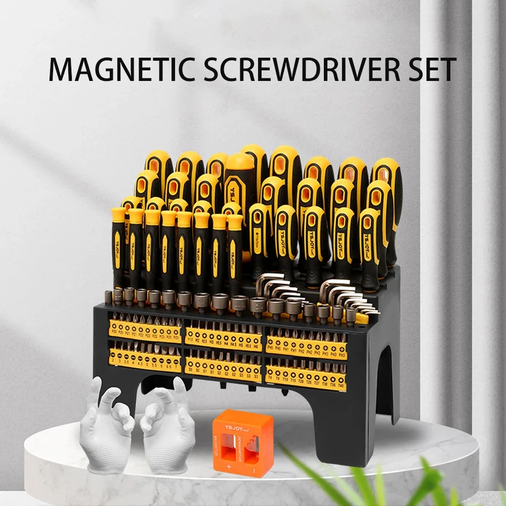 131pcs Magnetic Screwdriver Set with Plastic Ranking Includes Precision Screwdriver and Pick Hook Ratchet Driver DIY Tools