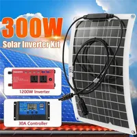 300W Solar Panel+1200W Modified Sine Wave Inverter 12V to 220V 30A Chargers Controller Solars Power Generator System for Home