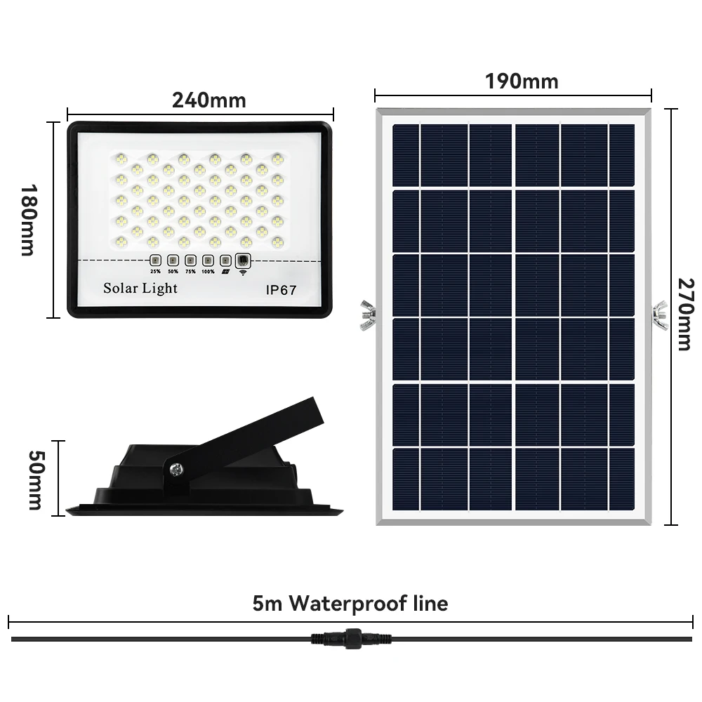Solar Floodlight Outdoor Waterproof Spotlights Solar Wall Lights Sunlight With Remote Control For Street Garden