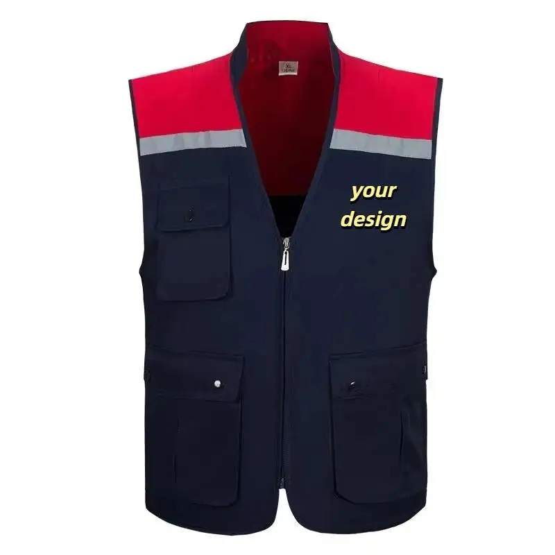 Men'S Outdoor Multi Pocket Vest Fishing Vest Photography Workshop Workwear Repair Customized Printed Logo Personalized Design