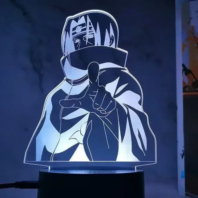 Naruto Uzumaki LED Night Light Toys para Crianças, Akatsuki, Kakashi, Quarto Hatake, Mesa, Itachi Uchiha, Lâmpada 3D, Presentes, 16 Cores, 7 Cores