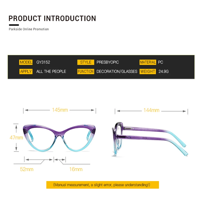 2024 Schmetterling Presbyopie Frauen Brille lila grün Katzenauge Lesebrille Rahmen blaues Licht blockierende Lesebrille für Männer – Detail 6