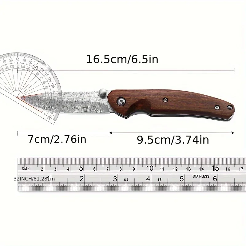 High Quality Damascus Steel Flipper Assisted Folding Pocket Knife Wood Handle Outdoor Camping Hunting Knives Tactical EDC Tool