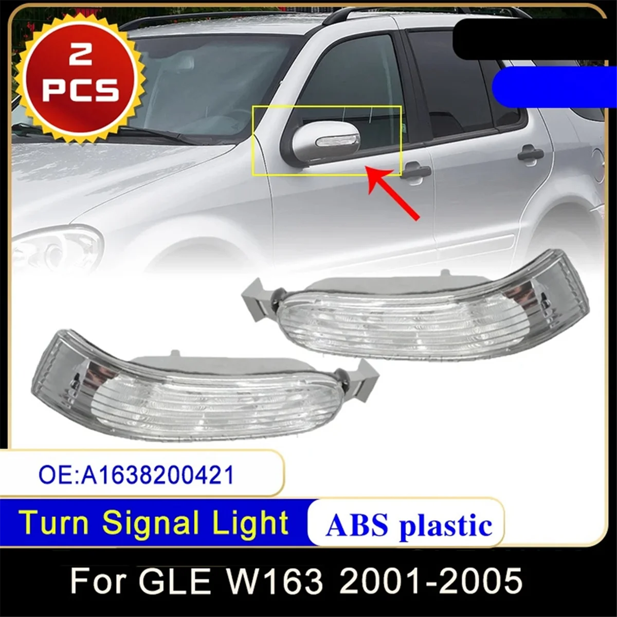 

1 Pair Side Rearview Mirror Turn Signal Light LED Rear View Lamp for Mercedes-Benz GLE W163 2001-2005 A1638200421