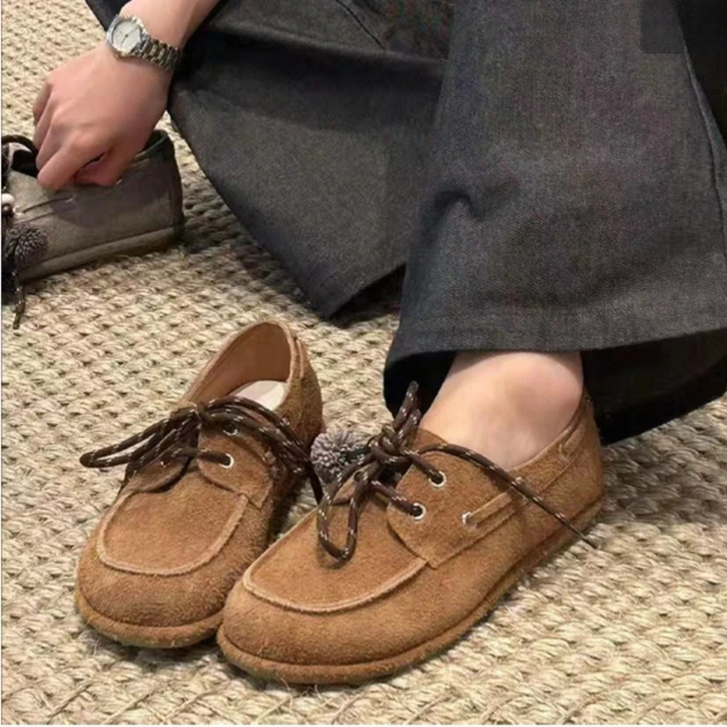 Frauen Wohnungen Schuhe Wildleder Lace Up Sport Laufschuhe Frauen Schuhe Herbst Designer Marke Walking Faulenzer Laufen Bequeme Arbeit Schuhe