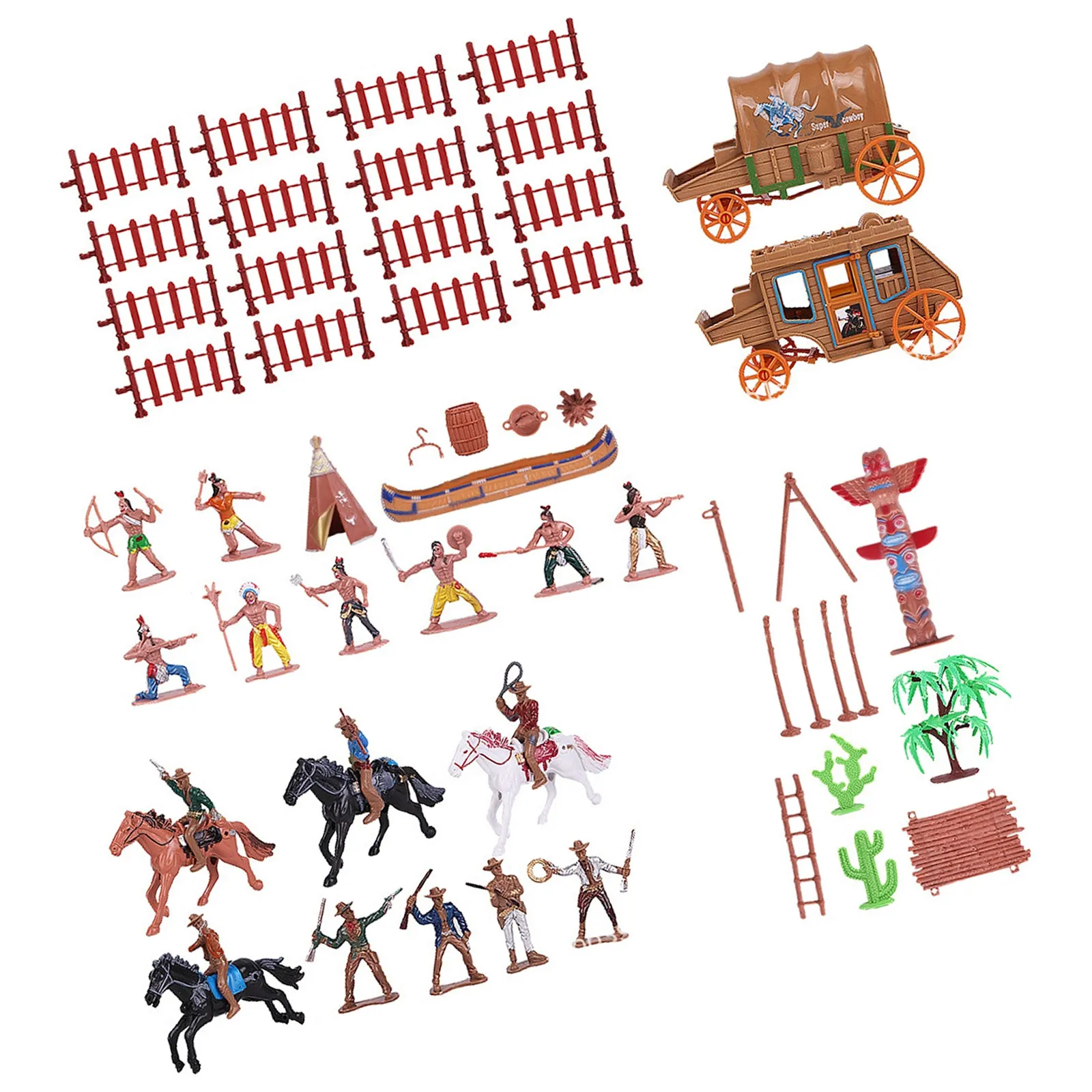 43 Pcs West Cowboy Statue Figures Sculpture Small People Figurine Decorative Minature