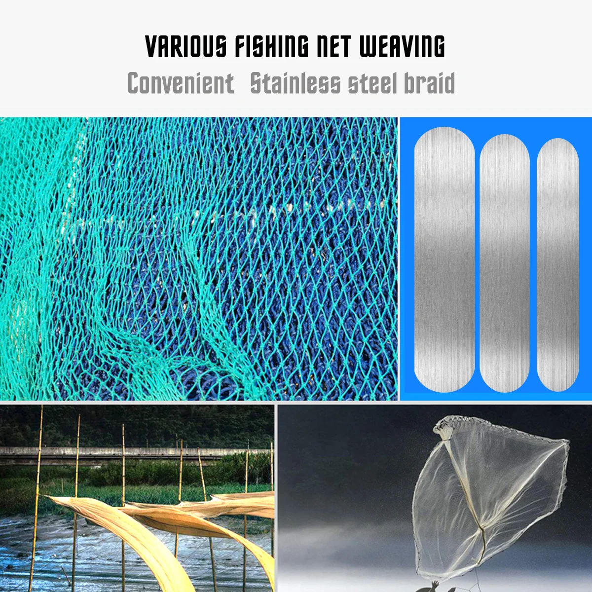 Stainless Steel Woven Board Ruler Patch Net Shuttle Fish Repair Tool Fishnet Shuttles Mending Fishing