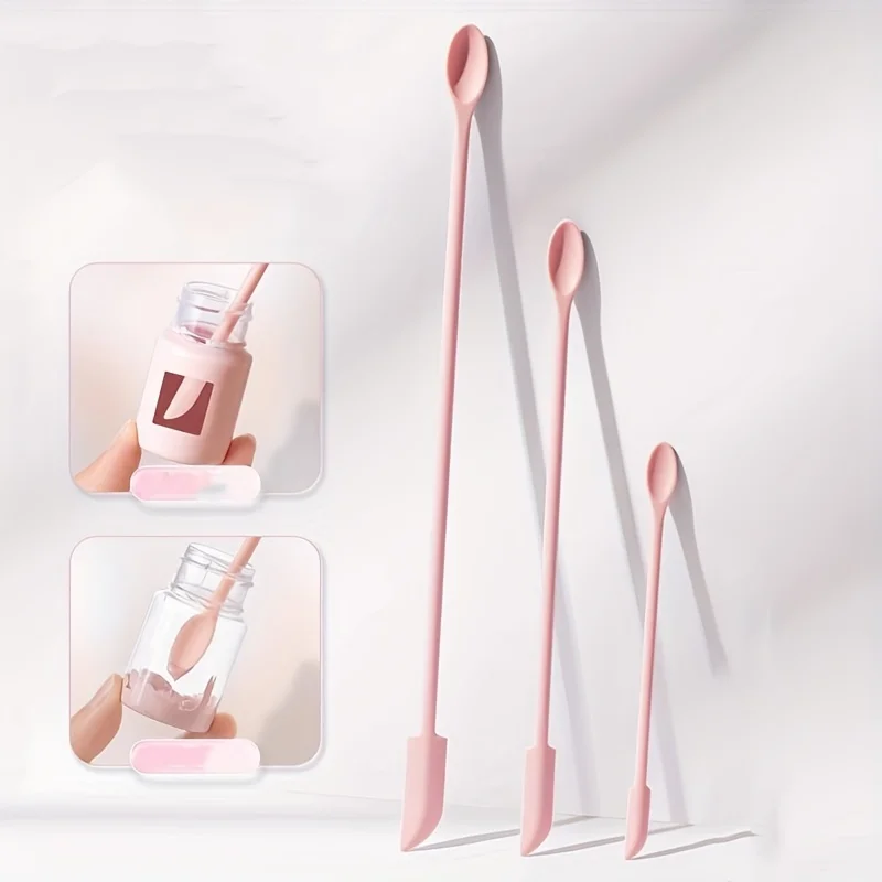 3pcs Silicone Double-Ended Spoon for Cosmetics: No Smell, Perfect for Removing Residue from Bottles