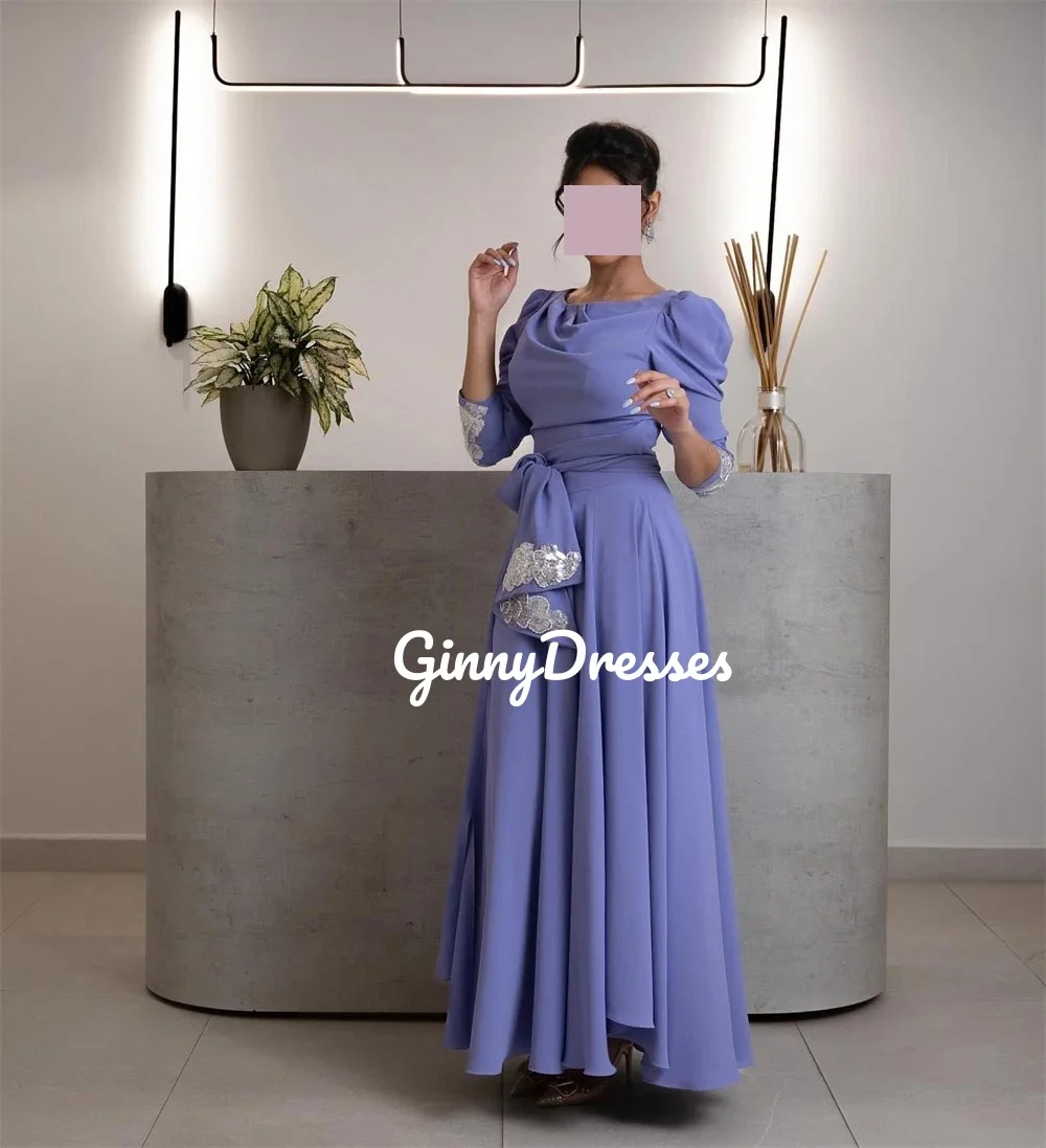 Hochzeits-Partykleid, individuell anpassbar, lange Ärmel, U-Ausschnitt, elegante Kleider für Frauen, A-Linie, Blumen, bodenlange Kleider für den Abschlussball