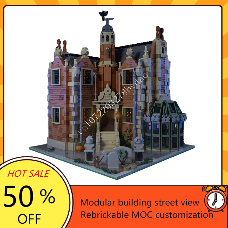 Blocos de Construção Modulares Haunted Mansion, Creative Street View, Arquitetura DIY Assembly Model, Toy Gifts, MOC, 2098Pcs