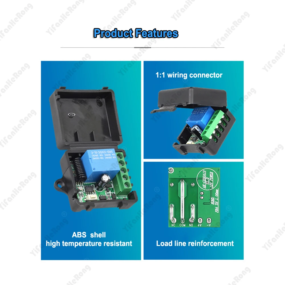 433Mhz Wireless Remote Control Switch DC 12V 1CH Relay Receiver Module and RF Transmitter Electronic Lock Control DIY Universal