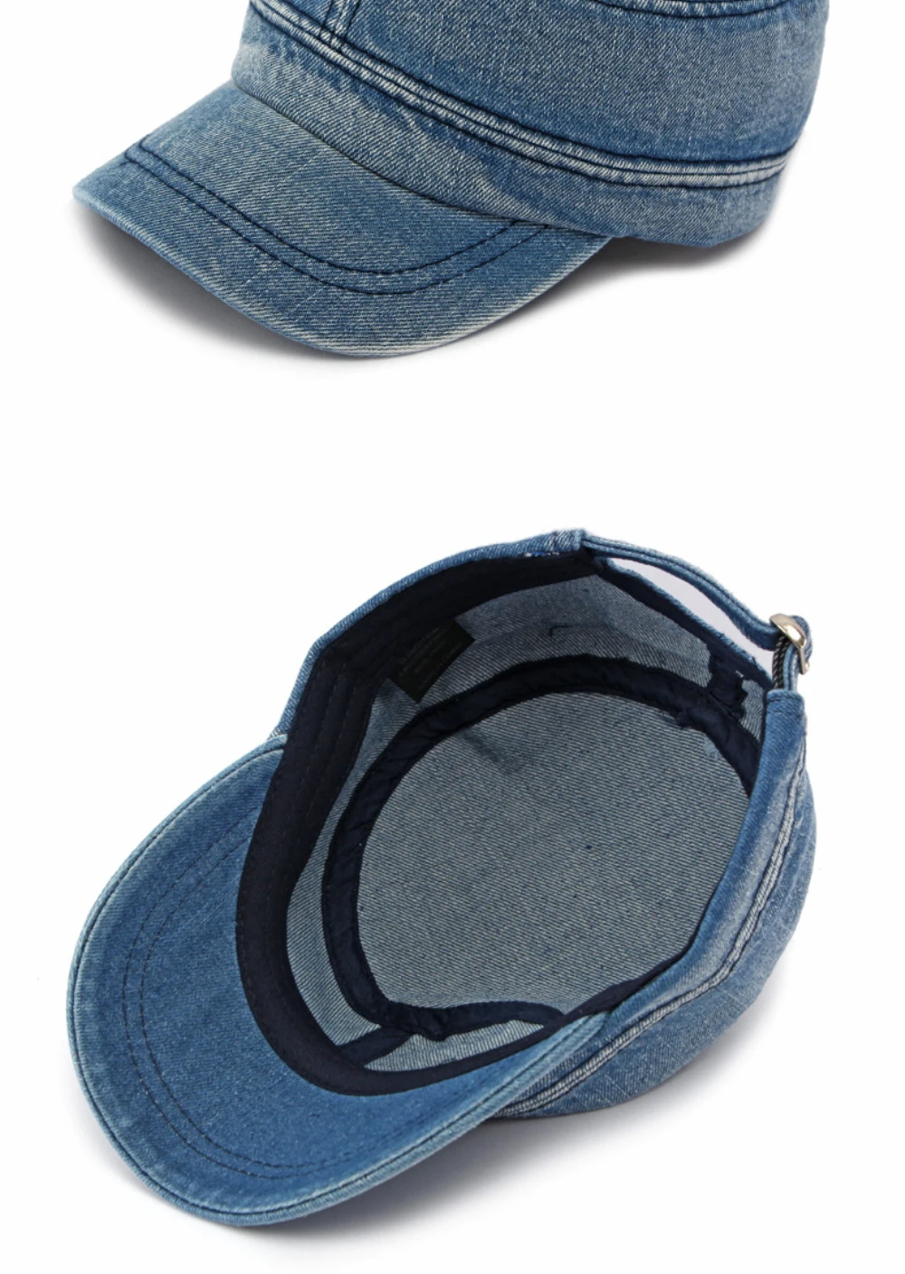 HT5131 Frühling Sommer Herbst Denim Caps für Herren und Damen 100% Baumwolle Flat-Top Baseballkappe 2026 Neue Verstellbare Denim Snapback Kappe – Detail 9