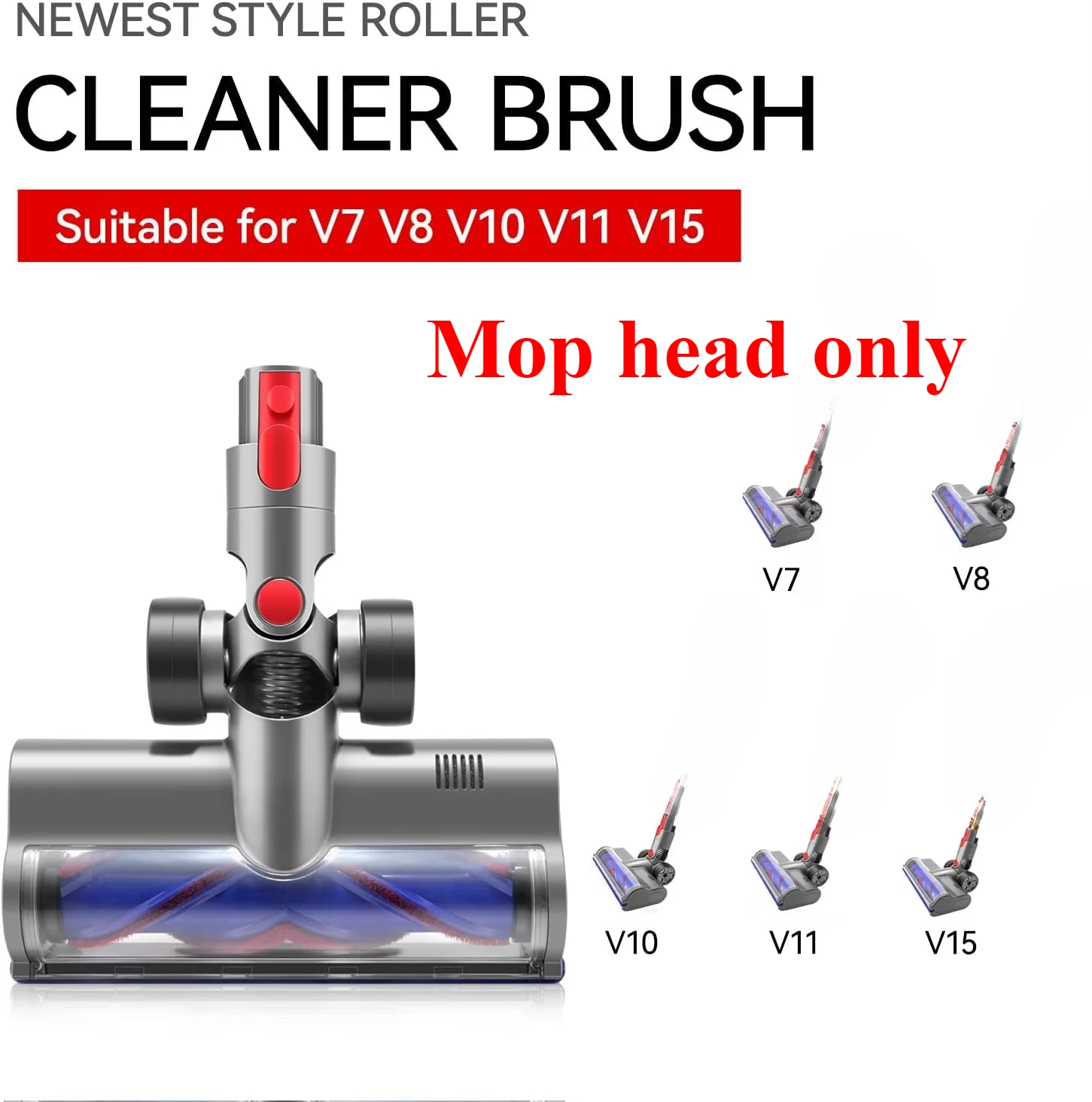 Direct Drive Brush Head of Vacuum Cleaner Suitable for Dyson V7 V8 V10 V11 V15 Replacement Accessories for Carpet Floor Clean