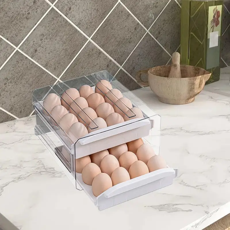 

Egg Storage Container For Refrigerator Stackable Refrigerator Egg Trays Fridge Egg Holder Transparent Egg Tray Organizer Egg