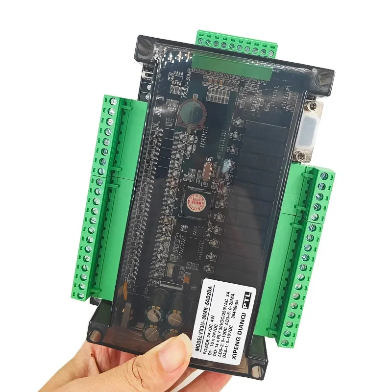 FX3U 30MR 32MT PLC Industrial Control Board - 38400bps Relay Transistor Controller with RS232 RS485 6AD 2DA Features