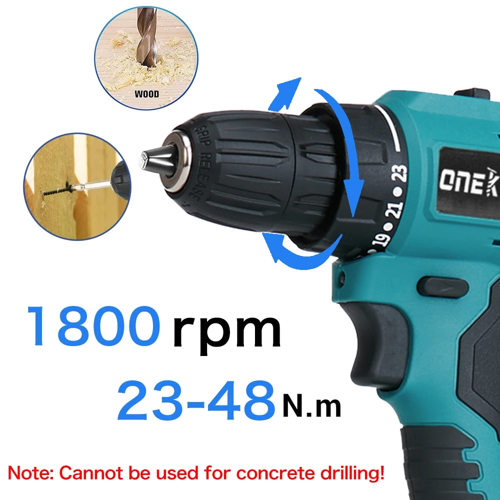 Electric Cordless Brushless Impact Drill Hammer Drill Screwdriver DIY Power Tool Rechargable Power Drill For Makita 18V Battery