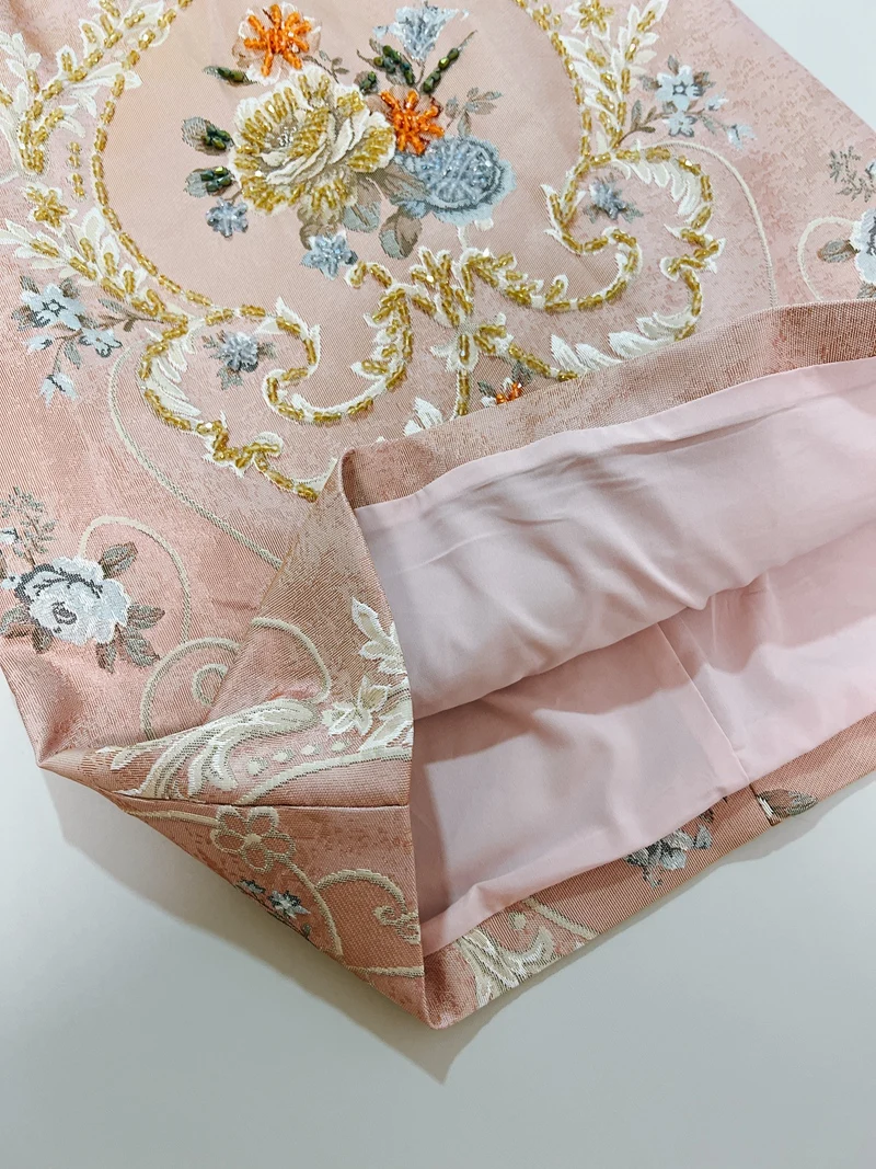   Rétro chinois Sle ort Dr Young rose Ele broderie fente basse usage quotidien fibre de Polyester