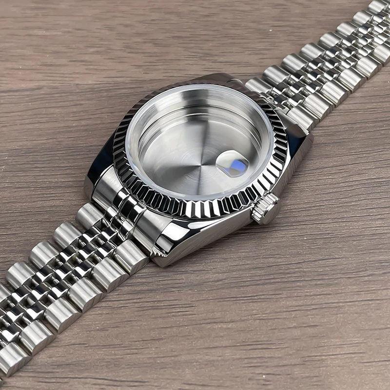 39mm DJ Fluted Bezel NH35 Case Sapphire Glass For SK Mod Replacemet Stainless Steel Case Fit Nh35 Nh36 Movement Watch Case NH35