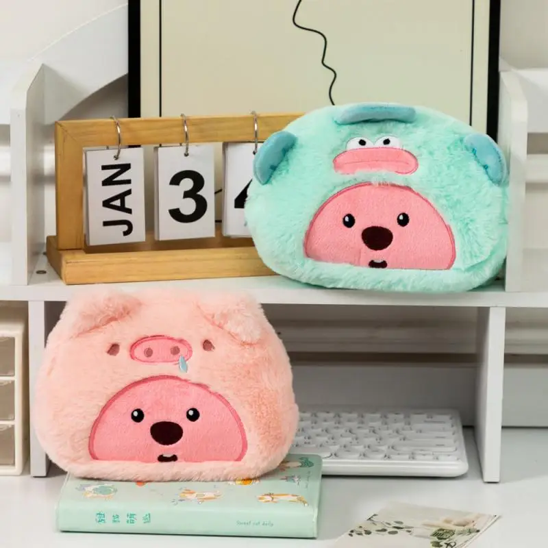 Loopy Plush Bag Kawaii Cross Dressing Beaver Pen Bag Cute Cartoon Storage Bag Portable High-Capacity Makeup Bag Exquisite Gifts