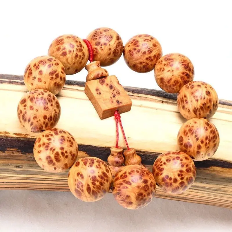 

Taihang Mountain Bracelet 2.0, Unisex Buddhist Beads, Authentic Cliff Cypress with Bird's Eye Pattern, Aged Old Ma