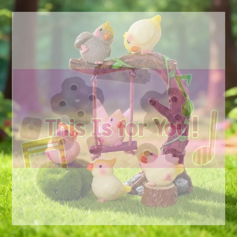 【MA】6PCS Cute Cartoon Cockatiel Ornaments Horticultural Plant Animal Resin Handicraft Birds Models DIY Home Garden Decoration
