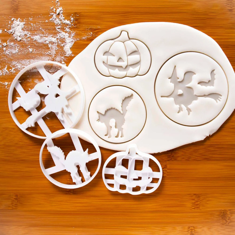 Halloween Cookie Cutter Cartoon Pumpkin Witch Cat Stamp Type