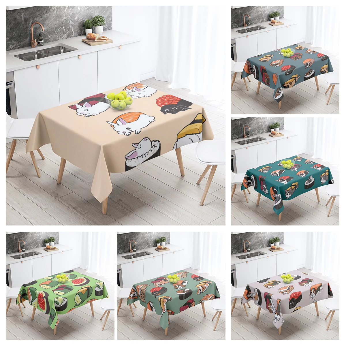 Home tablecloths dining decoration and rectangular table accessories waterproof cloth Anti-stain restaurant Nordic animal dog