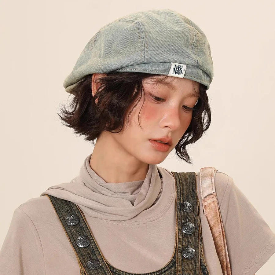 قبعة عتيقة من قماش الدنيم المغسول للصيف لموزع الصحف للنساء مقاس كبير قبعة صياد التخسيس