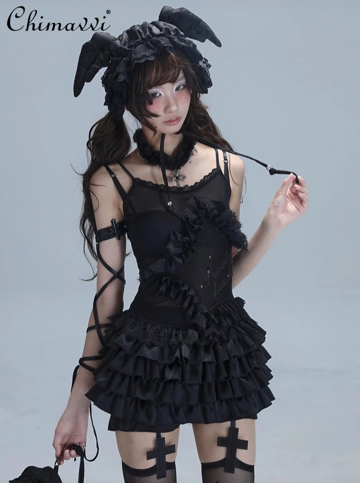 オリジナルデザイン-ゴシックスタイル-セクシーガール-レースストラップドレス-バレエスタイル-スリムフィット-エレガント-ショート-パーティー-ケーキドレス-2025-夏新作