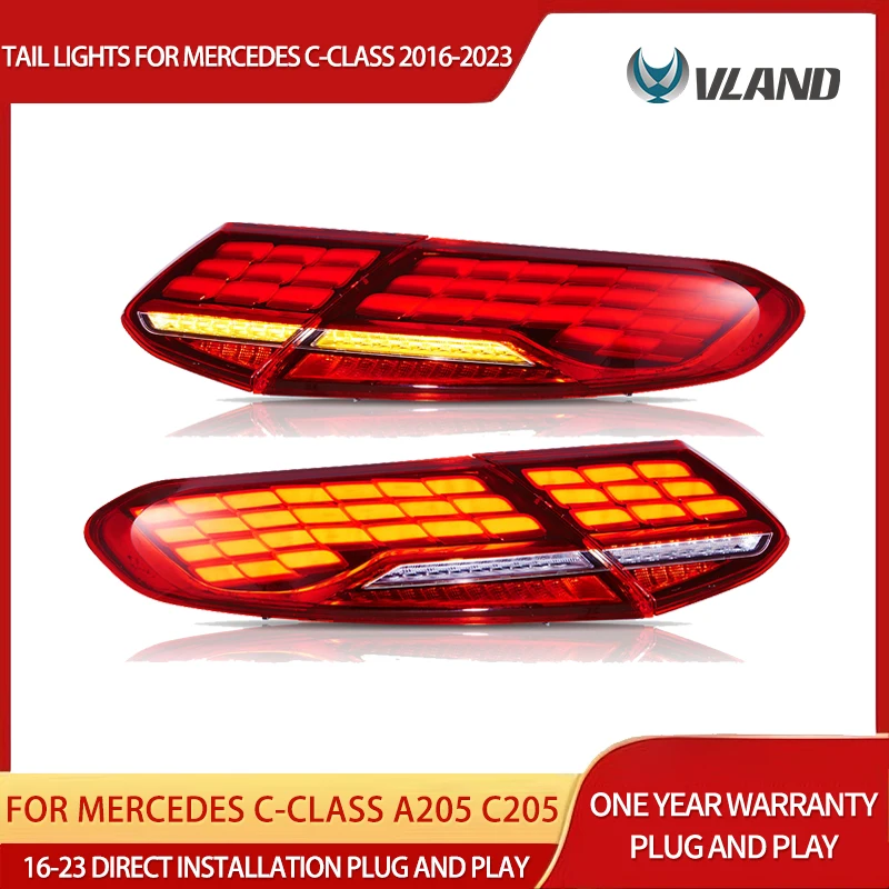 16-23 Mercedes C-Class A205 C205 Vland Full LED Tail Lights With Animation Sequential