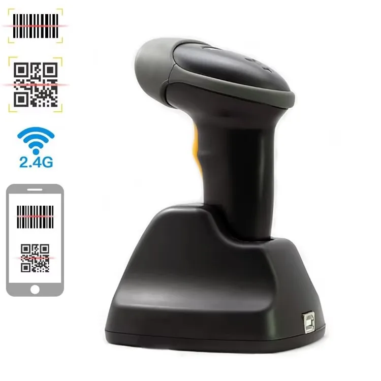 2D 2.4G QR Wireless barcode scanner USB  Base For Retail Warehouse Inventory Bar Code Reader