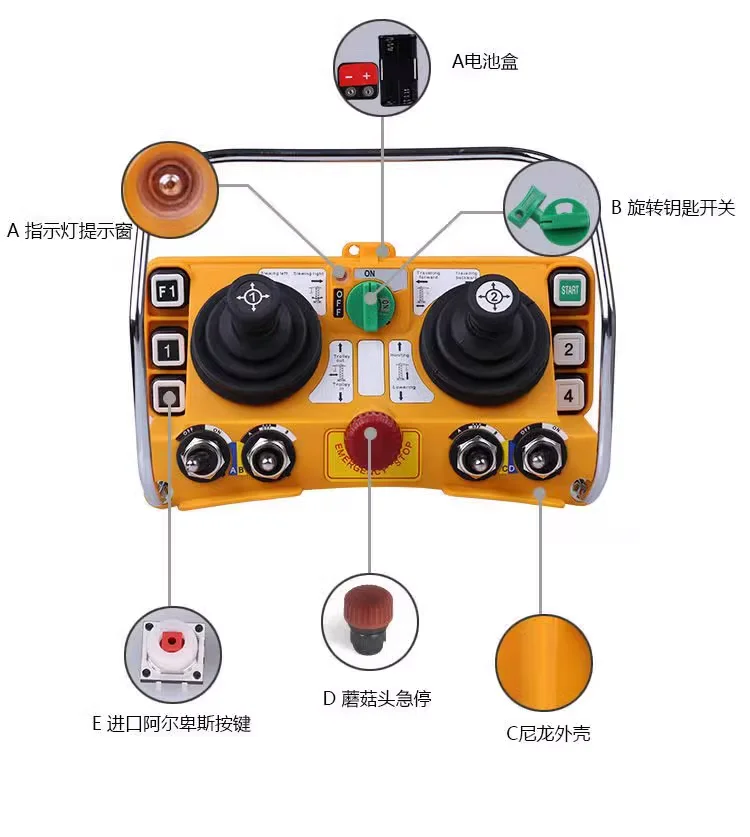 F24-60 Tower Crane Remote Control Industrial Wireless Joystick Dual Rocker Radio Overhead Bridge Crane controller