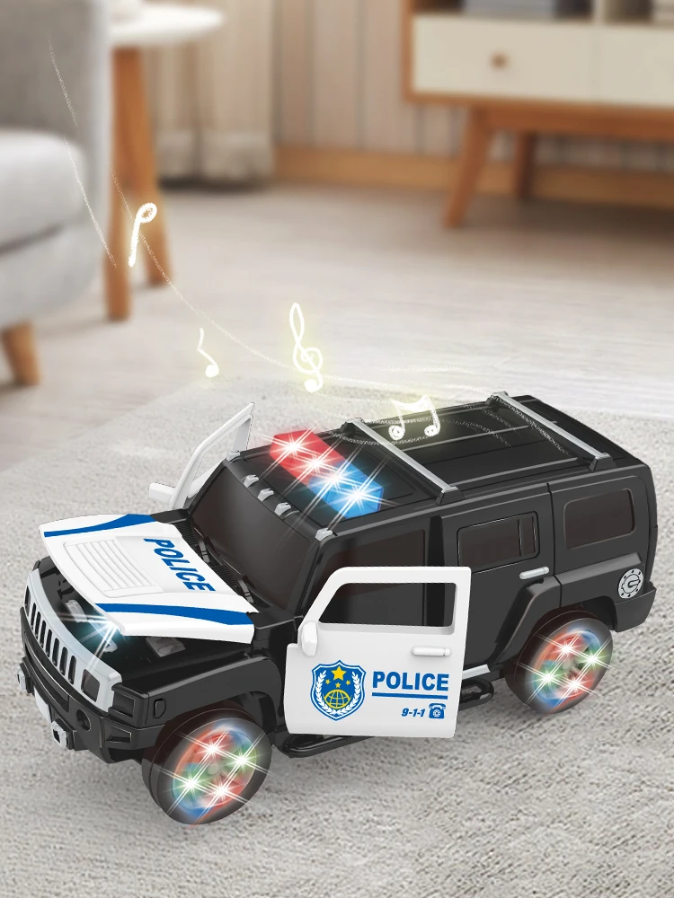 Voitures de Police sirène à haute Simulation pour enfants, modèle SUV électrique, musique avec lumières, jouets Puzzle pour enfants, cadeaux d'anniversaire pour garçons