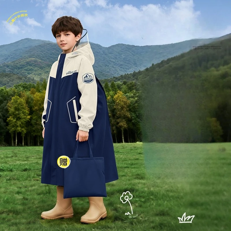 Cute Kids Raincoat Wateproof Children Rain Poncho Polyester Pongee Rain Coat Jacket With Backpack Position Student RainWear