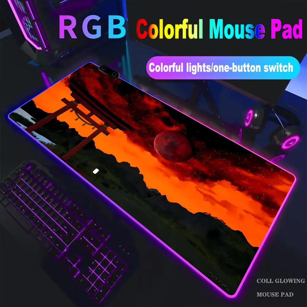 

Коврик для мыши Solar Eclipse Bloody Moon, высококачественный игровой коврик HYBXXC RGB с LED-подсветкой, большой коврик для ПК, светящийся коврик для студентов и геймеров
