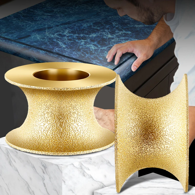 20mm Bore Dia 3inch 75mm Round Dry Vacuum Brazed Diamond Grinding Wheel Demi-bullnose Edge Marble Edging Profile Grinding Disc