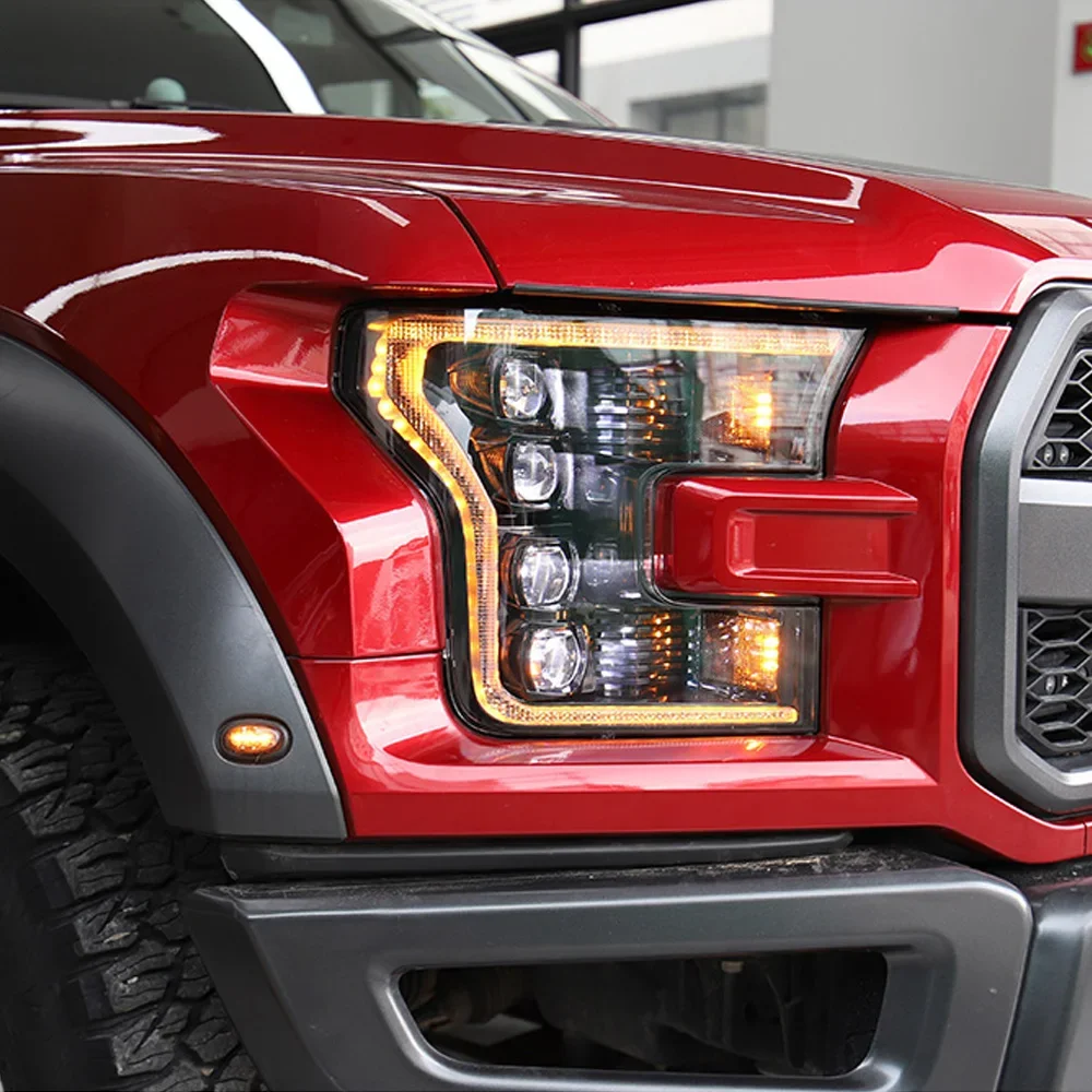 

Для Ford Raptor F150 2015-2017 автомобильные фары в сборе, обновленный динамический эффект запуска, 4 линзы проектора, светодиодные аксессуары для инструментов