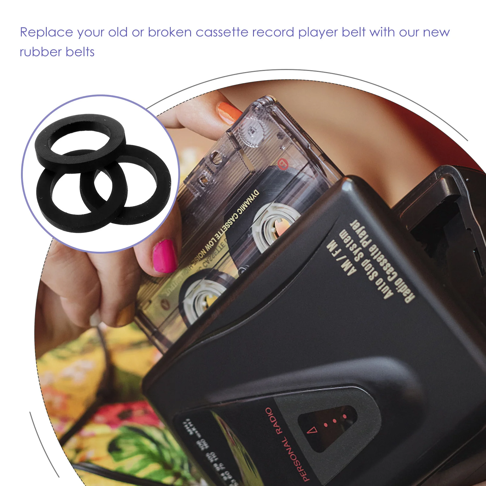 

3Pcs Recorder Rubber Belts High Strength Cassette Tape Player Drive Belts Replacement Recorder Deck Maintenance