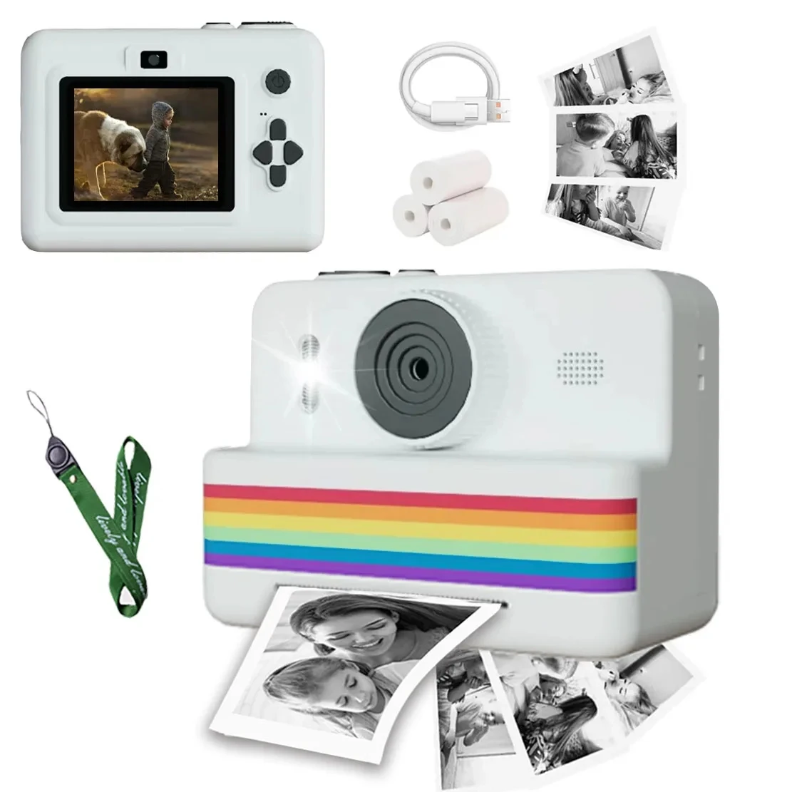 2026 NEW Kids Digital Camera with Instant Print-Dual Lens 1080P HD Selfie Video 32GB For Girls Boys Ages 3-12 Digital Kid Camera