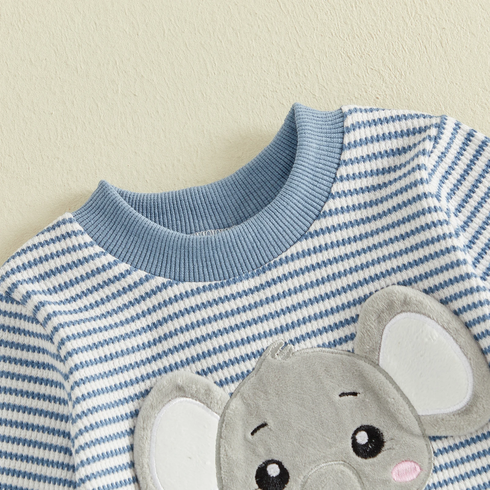 Baby Boy Fall Outfit Animal Embroidery Crew Neck Long Sleeve Romper & Pants Boys Clothes Set 2PCS