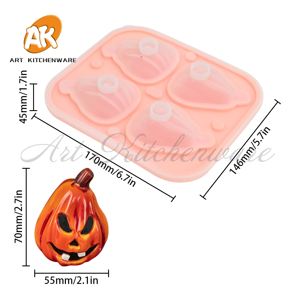 4 Cells Pumkin Silicone Mousse Mold DIY Decoration Chocolate Sugarcraft Polymer Clay Crafts 3D Mould Kitchen Tools