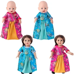 American 18 Inch Girl Doll Retro Court Dress Ours & Generation Long Gown Kids Toys 43 Cm Baby Dolls Clothing Accessories Dress