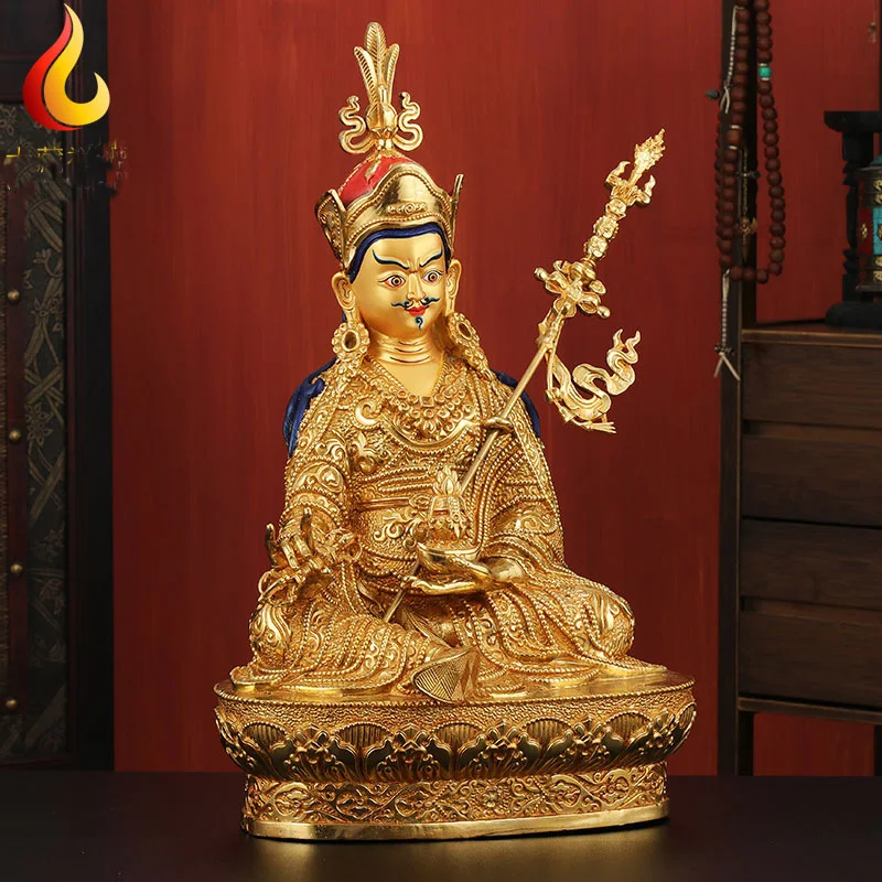 NEW LARGE Huge 50CM HOME Hall efficacious Talisman Tibetan GOLD Padmasambhava Buddha Buddhist brass statue