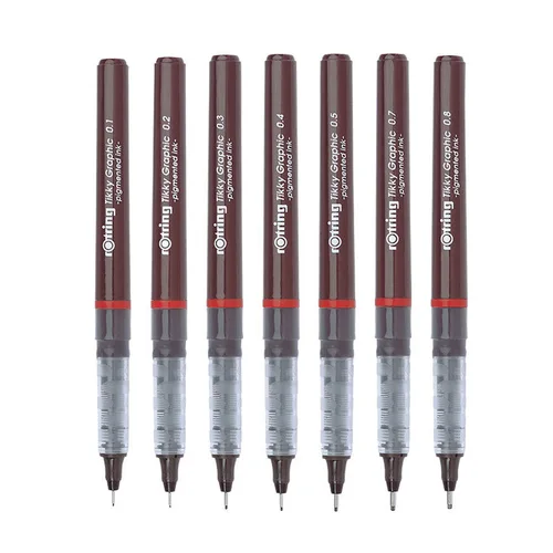 Rotring Tikky gráfico Fineliner Pigma micrón plumas finas tinta suave dibujo pluma boceto delineador fino bolígrafos arte escuela suministros