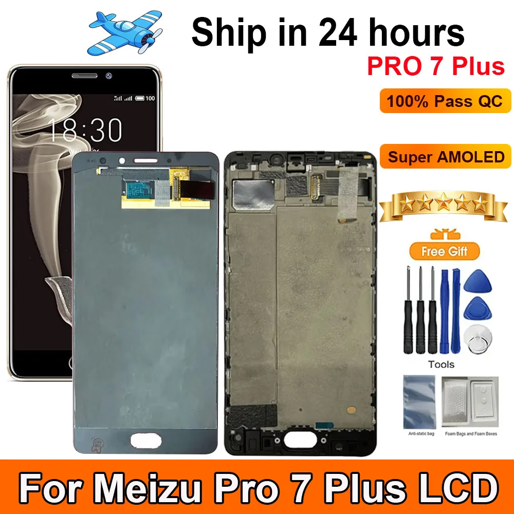 5.7‘‘AMOLED For Meizu Pro 7 Plus LCD Display Touch Panel Digitizer Assembly Replacement With Frame For Meizu Pro 7 Plus LCD