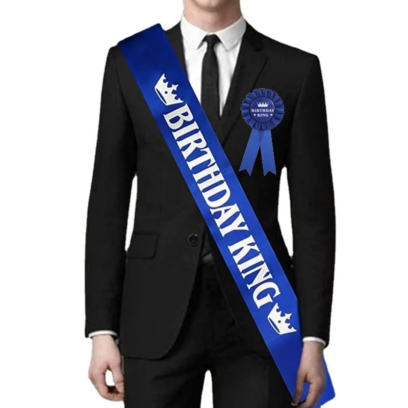 유럽과 미국의 패션 생일 배지 브론징 어깨 끈 2 종 세트, 소년 생일 축하 킹 리본